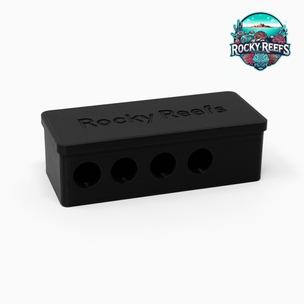 Bristle worm trap in black 3D printed by Rocky Reefs for marine aquariums